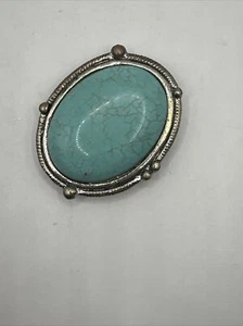 Vintage Navajo Turquoise Sterling Silver Pin Brooch - Picture 1 of 4