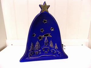 DEKO LEUCHTE LAMPE BLAU WINTER KERAMIK WEIHNACHTEN WEIHNACHT - Bild 1 von 2