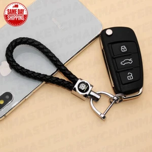 Black Weave Calf Leather Transformers Logo Car Key Chain Ring Gift Decoration - Picture 1 of 10
