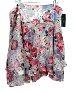 Ralph Lauren Womens Skirt Floral Ruffle Layered Lavender Pink Size 18W NEW - Picture 1 of 7