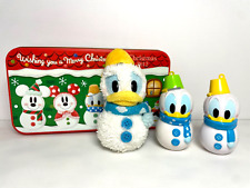 Tokyo Disney Resort Donald Duck Snowman Christmas Plush Ornament empty can Set