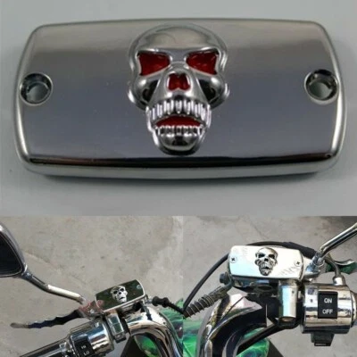 Tapa de depósito de freno delantero calavera cromada para Honda Shadow 600 750 1100 Foto 1 de 4