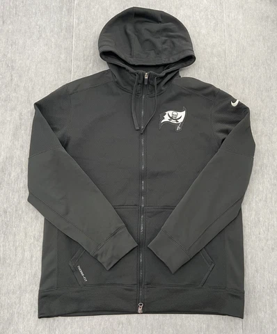 Tampa Bay Buccaneers Jacket Adult Large Gray Full Zip Hoodie Nike Therma Fit Men Cover