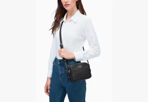 Kate Spade Pyper Mulberry Street Black Leather Double Zip Crossbody Bag Purse - Picture 1 of 13