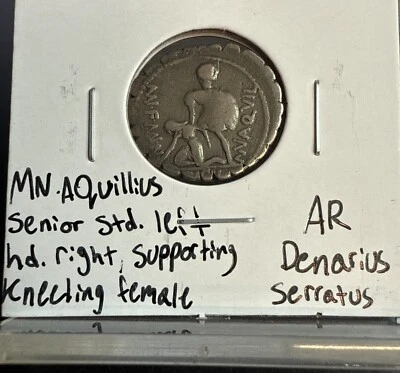 Mn. Aquillius, c.71/65 BC ROMAN REPUBLIC AR Denarius Serratus - Image 1 of 4