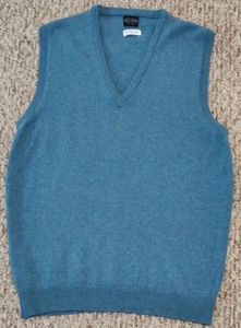 VTG Brooks Bros Vest Mens 40 (Fits Small) Lambs Wool Blue England Grandpa - Picture 1 of 8