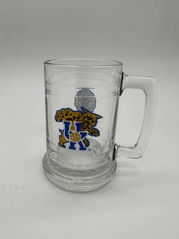 Vtg 1994 Kentucky Wildcats Old Tongue UK Glass Coffee Mug Heavy Glass Beer Stein Cover