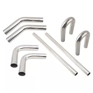4" Universal DIY Stainless Steel Exhaust System Kits Straight U-Bend 8pcs Custom - Picture 1 of 6