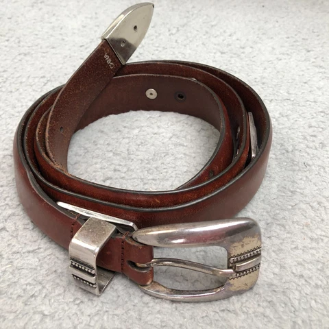 NC State Leather Belt Mens 44 Brown Silver Concho  Wolfpack Logo Croc University Cover