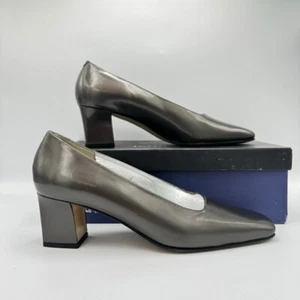 Vintage Rangoni of Florence Pewter Womens Pump 7.5 AAA NOS Made In Italy - Picture 1 of 7
