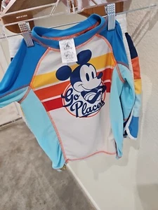 Disney Parks swim trunk and rash guard Mickey set Size 5/6 - Picture 1 of 3
