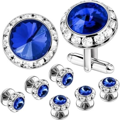 Gemelos de cristal y tachuelas de esmoquin para hombre, trajes de gemelos para camisa negros Foto 1 de 4