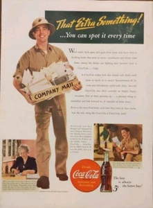 1943 WW2 Wartime Mail Delivery Coca Cola Print Ad  - Picture 1 of 1