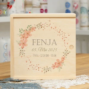 meinkerzenshop® Erinnerungskiste Erinnerungsbox FENJA - Geschenk zur Geburt Baby - Bild 1 von 4