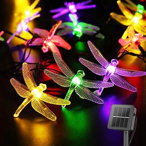 Solar Powered Dragonfly String Lights 25.6FT 30 LEDs for Outdoor Decor - Picture 1 of 12