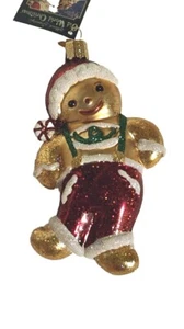 Old World Christmas Glass Blown Ornament Frolicking Gingerbread Boy 2013 Merck - Picture 1 of 14