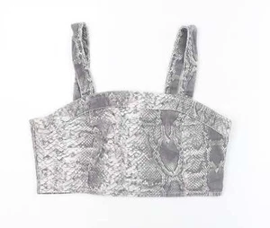 New Look Womens Grey Animal Cotton Blend Cropped Tank Size 12 - Snak - Picture 1 of 12