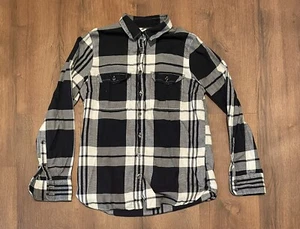 Camisa de franela a cuadros azul marino y blanco J Crew para mujer 100 % algodón talla pequeña - Imagen 1 de 4
