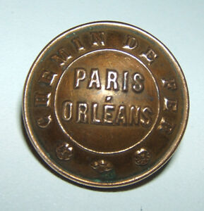 BOUTON DORE CHEMIN DE FER PARIS ORLEANS - 22 mm - Fab A.S. PARIS