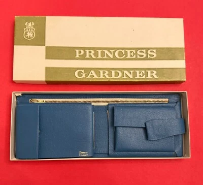 Nuevo de Lote Antiguo/Caja Original: Cartera de Cuero Princesa Gardner de Colección Damas Billetera Azul Años 60 Foto 1 de 4