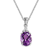 Gifts Wedding 925 Sterling Silver Amethyst Pendant Necklace Chain 18