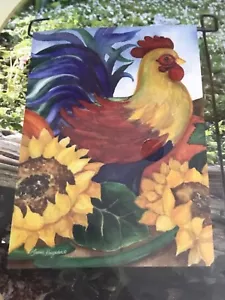 HUMMINGBIRD HAVEN *Fall Rooster* Small House Garden Flag 12.5" x 18" - Picture 1 of 2