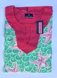 Simply Southern Womens Green Star Fish Print 3/4 Sleeves Tunic Top Size Medium - Picture 1 of 8