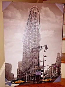 New York City the Flat Iron Building Canvas Taxi Cab Broadway Painting 27.5 X 20 - Picture 1 of 5