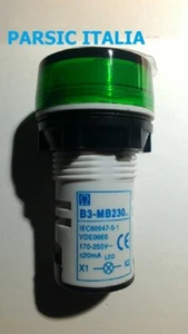 SEGNALATORE LED VERDE 230V BENEDICT D=22mm B3-MB230 DA 170V-250V ( = 10 PEZZI ) - Imagen 1 de 5