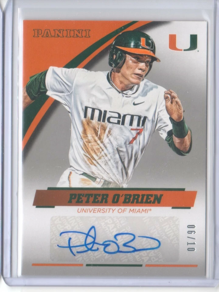 2015 Panini Collegiate Miami Autograph Silver Peter O'Brien /10 Auto - Flat S/H - Image 1 of 1