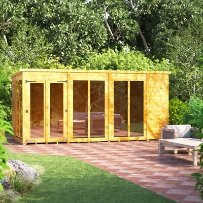 POWER SHEDS Summer house | Power Pent Summerhouse Garden Shed l Sizes 14x6 to 20x8