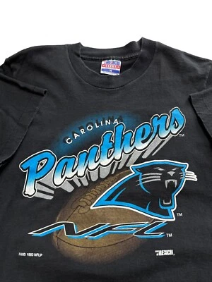 Vintage 1993 Trench Carolina Panthers T-Shirt Mens Medium Black Single Stitch - Image 1 of 4