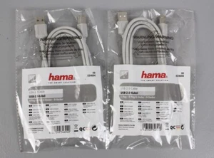 2er Set Hama USB 2.0 Kabel A-Stecker / B-Stecker 1,5m Geschirmt grau B27-2er - Bild 1 von 5