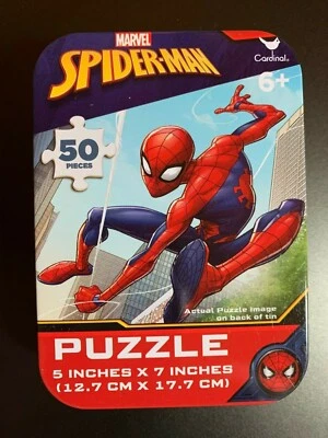 PUZZLE MARVEL SPIDER-MAN 50 PIEZAS EN CAJA DE HOJALATA NUEVO 5" X 7" Foto 1 de 2
