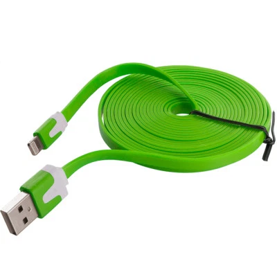 6ft flat noodle usb data charger Cable for iPhone X 8 7 6 plus 5s iPod Touch 5 - Image 1 of 4