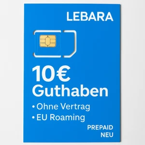 Carte SIM Prépayée LEBARA 10€ de crédit - Sans contrat - UE Roaming - Prépayée NEUVE - Photo 1/3