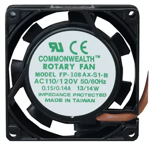 Common Wealth FP-108AX-S1-B-R(115) 115VAC Tubeaxial Fan 80x80x25mm 23CFM - Picture 1 of 1