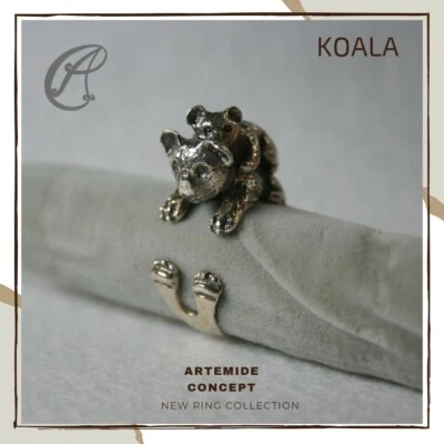 Anello KOALA unisex in argento 925% (free size) - Immagine 1 di 4