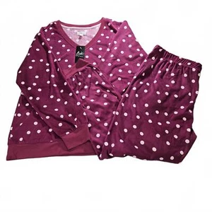New Aria Women's Polka Dot Pajama Set - Cozy Loungewear Size Large - Picture 1 of 7