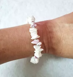 Natural Shell Conch Bracelet Cuff White Purple Casual Summer Beach BOHO Vintage - Picture 1 of 15