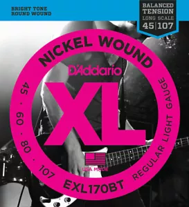 D'Addario EXL170BT Corde Basso Bilanciate Luce di Tensione 45-107 Scala Lunga - Foto 1 di 1