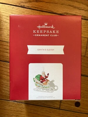 Hallmark 2021 SANTA'S SLEIGH KOC miembro exclusivo adorno de recuerdo de porcelana Foto 1 de 4