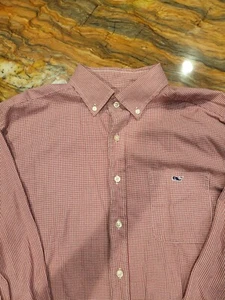 Camicia camionista Vineyard Vines vestibilità classica rossa spina di pesce manica lunga uomo L - Foto 1 di 10
