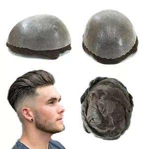 Ludzkie włosy Treski męskie Poly Medium Skin Toupee System wymiany włosów #7 - Zdjęcie 1 z 8