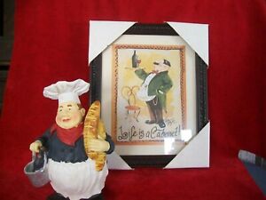 Home Decor "Life is a Cabernet" Framed Picture & Italian Baker -New