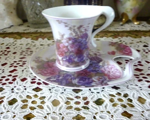 THE LEONARDO COLLECTION FLORAL CUP & SAUCER, SANDWICH SAUCER,FOR ONE. - Picture 1 of 6