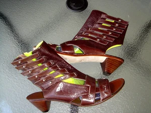 NEW Matiko BROWN LEATHER ANKLE  OPEN TOES AND HEELS SHOES  US SIZE 6M - Picture 1 of 9