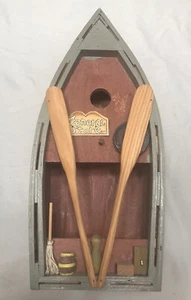 Wooden Rowboat-Shaped Wall-Hanging Rustic Birdhouse Home Decor - Picture 1 of 5