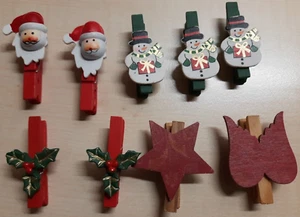 10 DEKOKLAMMERN WEIHNACHTEN -CA.  5 CM HOCH- NEU SCHNEEMANN / NIKOLAUS u.a. - Bild 1 von 5