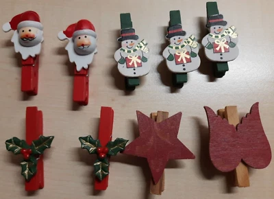 10 DEKOKLAMMERN WEIHNACHTEN -CA.  5 CM HOCH- NEU SCHNEEMANN / NIKOLAUS u.a. - Bild 1 von 4